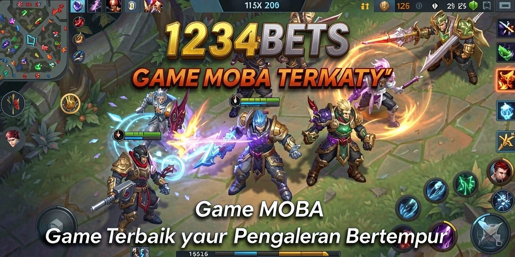 Screenshot gameplay menampilkan pertempuran seru di arena MOBA.
