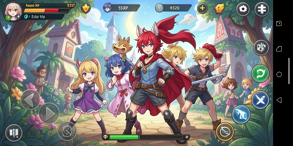 Tampilan gameplay seru dari 55RP dengan karakter anime yang menarik.