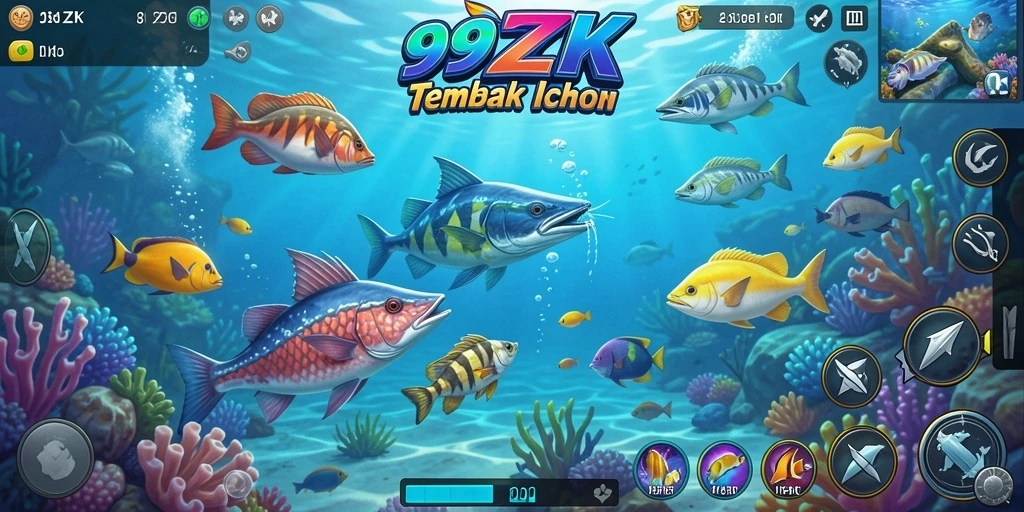Tampilan gameplay 99ZK dengan aksi menembak ikan yang seru.
