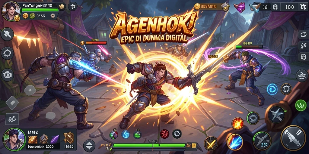 Gameplay AGENHOKI yang seru dan mendebarkan dalam pertarungan.