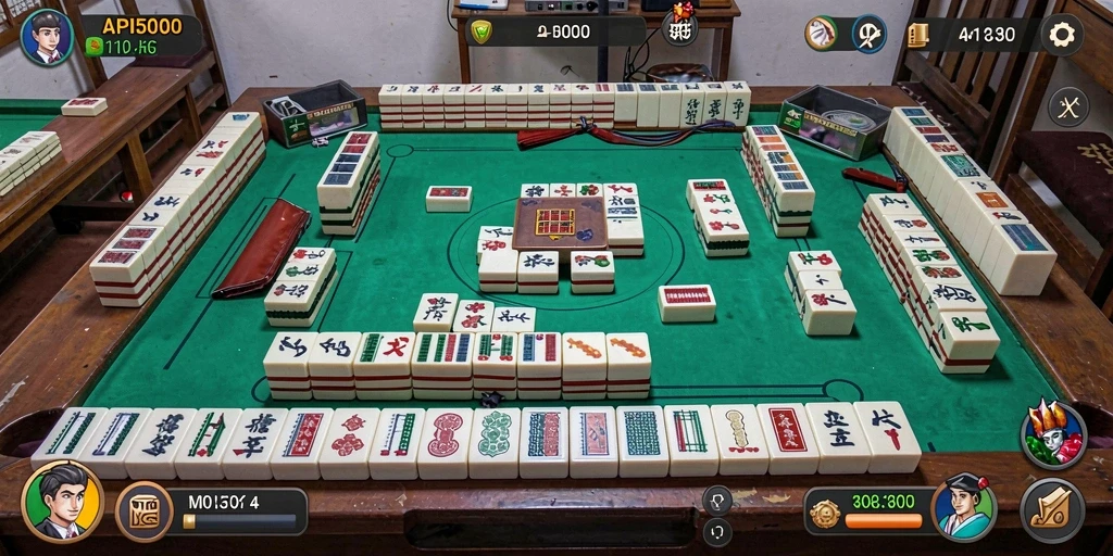Tampilan menarik dari gameplay Mahjong yang seru.