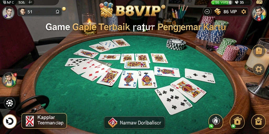 Tampilan gameplay seru di B8VIP dengan fitur Gaple menarik.