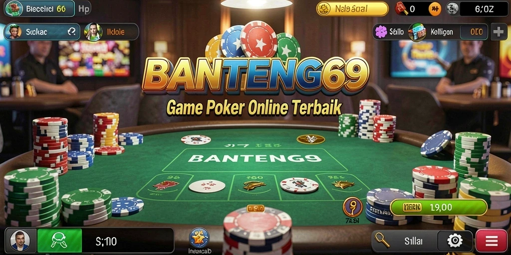Tampilan menarik dari gameplay poker yang seru di BANTENG69.