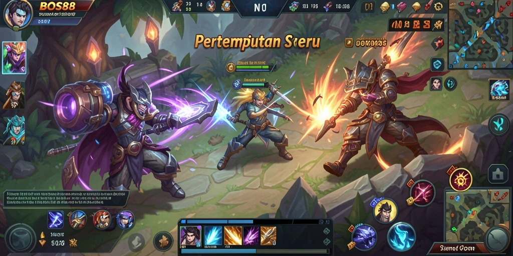 Screenshot utama menunjukkan aksi pertempuran strategis dalam <strong>BOS88</strong>.