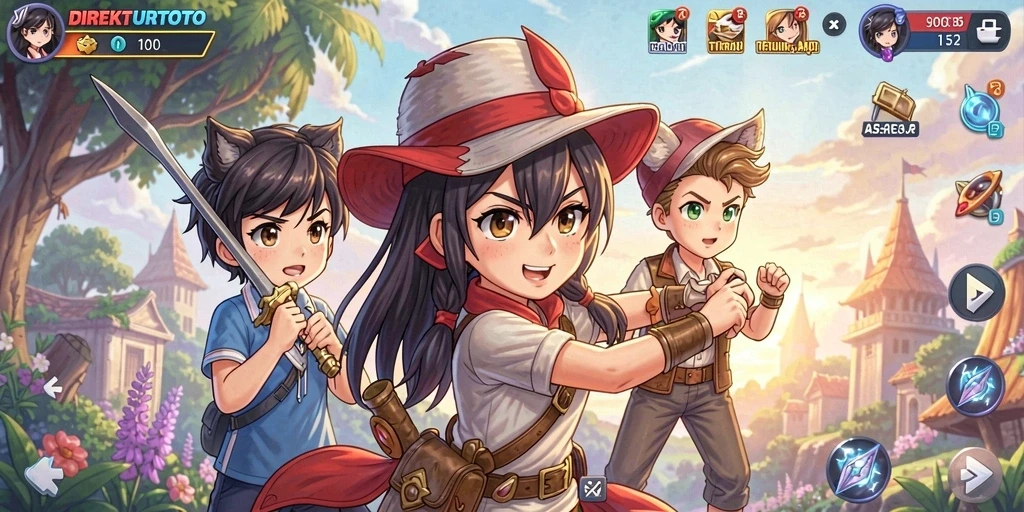 Screenshot gameplay DIREKTURTOTO dengan grafis Anime yang menakjubkan.