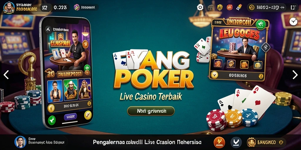 Tampilan utama EYANGPOKER menampilkan dealer langsung dalam permainan Live Casino.