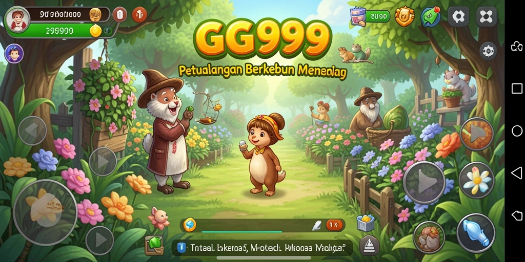 Tampilan gameplay GG999 dengan kebun yang hijau dan subur.