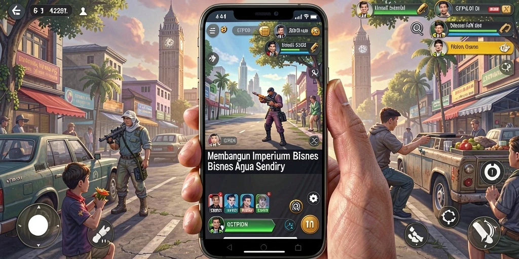 Screenshot gameplay GTPIDN menampilkan manajemen bisnis yang menarik.