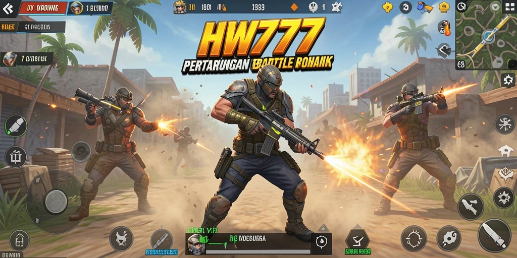 Gameplay seru dan mendebarkan dalam HW777 Battle Royale.