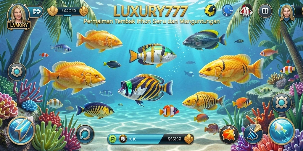Tampilan utuh dari gameplay seru Tembak Ikan di LUXURY777.