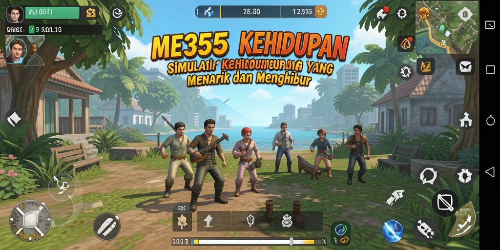 Screenshot utama ME355 menunjukkan gameplay simulasi kehidupan yang mendalam dan interaktif.