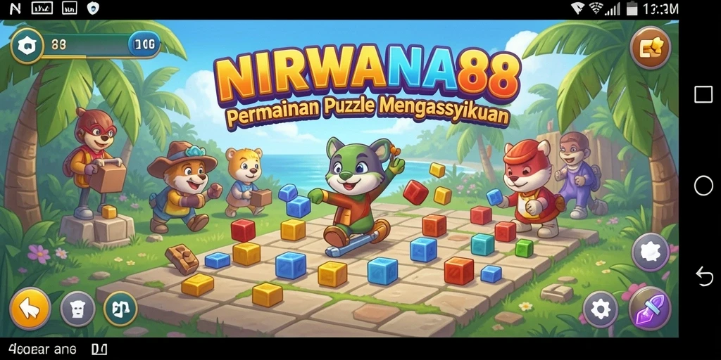 Screenshot permainan Puzzle NIRWANA88 menunjukkan tingkat sulit dan strategi.