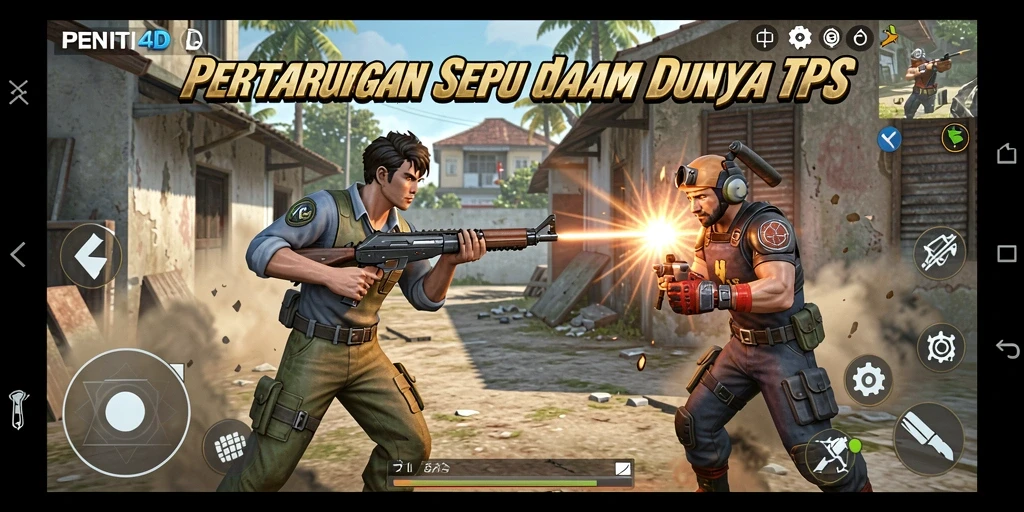 Screenshot utama PENITI4D menunjukkan aksi perang yang mendebarkan.