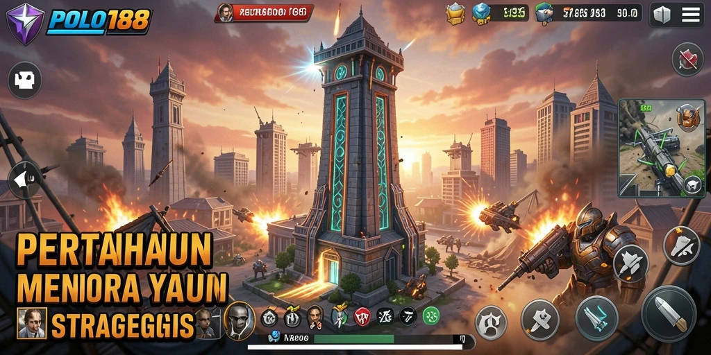 Tampilan aksi seru dari gameplay Tower Defense di POLO188.