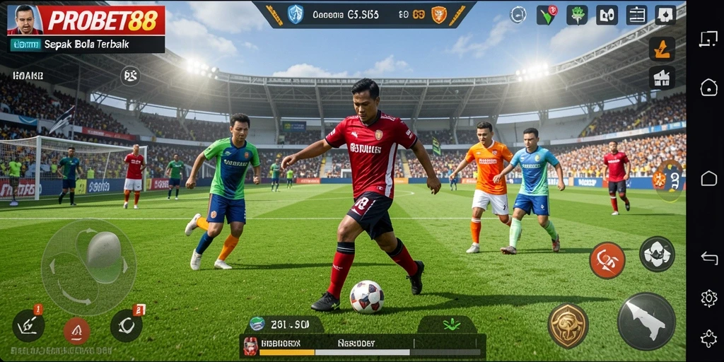 Tampilan epik dari gameplay sepak bola di PROBET88.