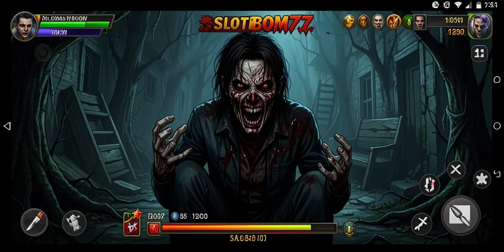 Gameplay menegangkan di SLOTBOM77 dengan suasana horor yang mendalam.
