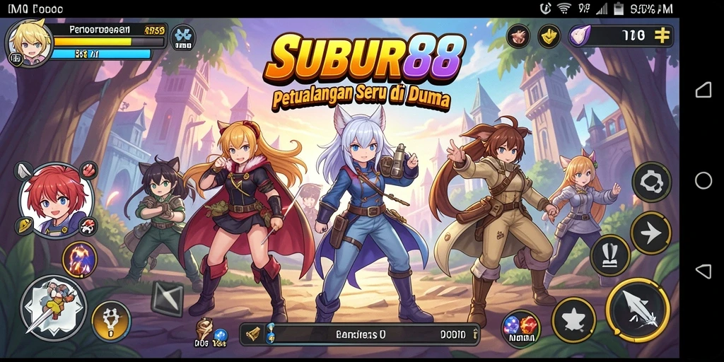 Tampilan gameplay menarik dari SUBUR88 dengan karakter anime yang penuh warna.