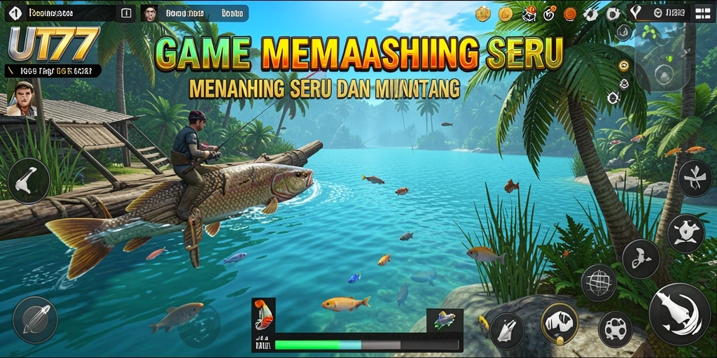 Tangkapan layar game UT77 menampilkan aksi memancing yang mendebarkan.